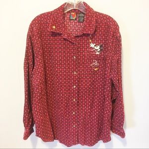 Mickey Unlimited Disney Vtg. Corduroy Burgundy maroon long sleeved Mickey  Top